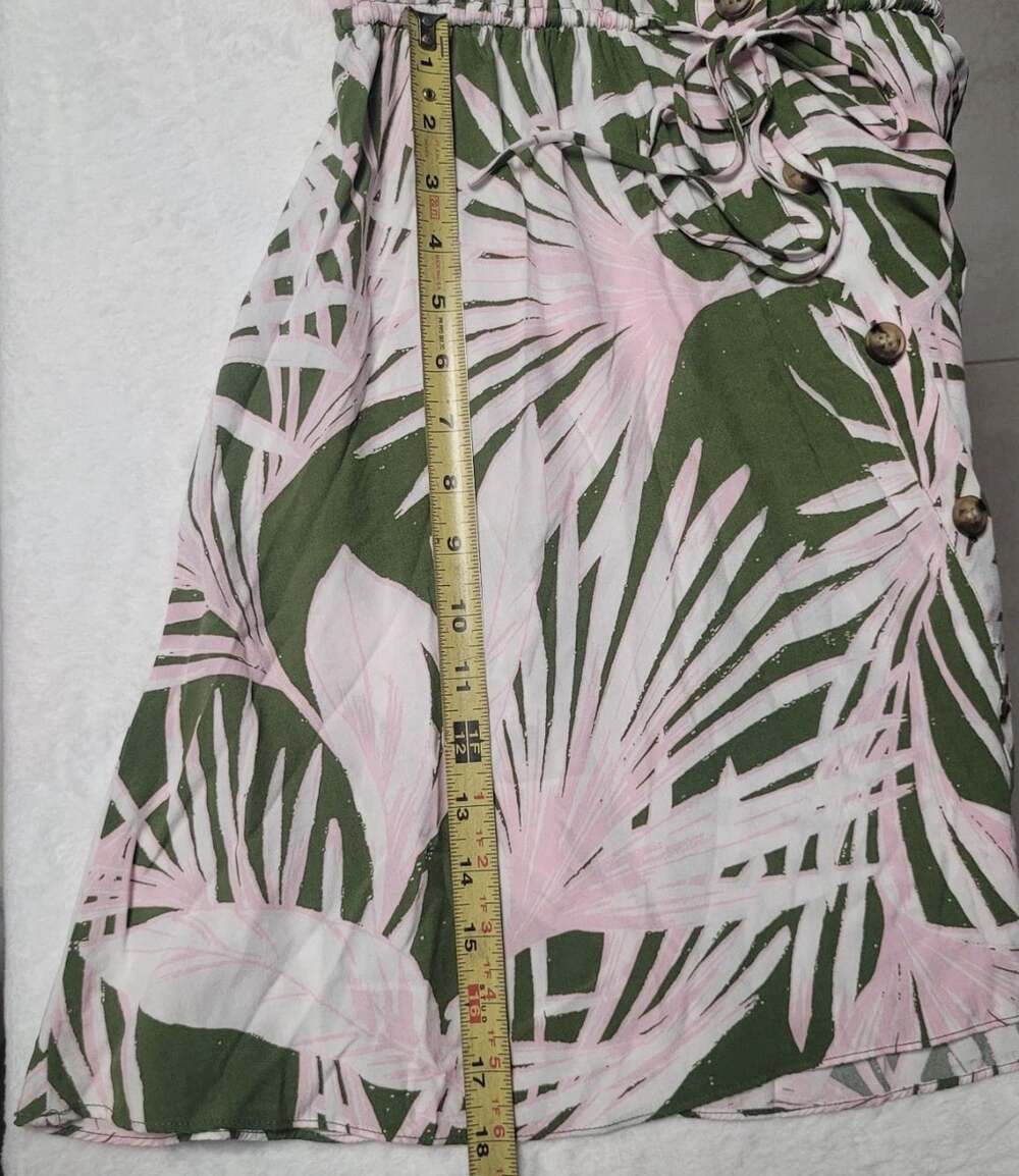 LOFT Tropical Palm Print Drawstring Waist Shirt Dress Size Small - Picture 10 of 11